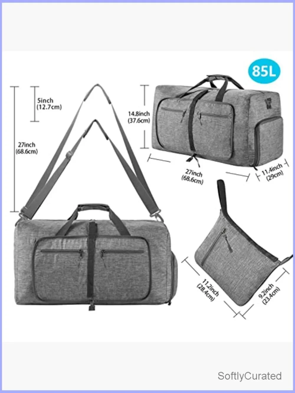 Foldable Travel Duffle Bag 65L-115L Lightweight Checked Luggage with Shoe
